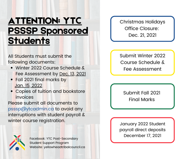 ATTENTION all YTC PSSSP Sponsored Students!